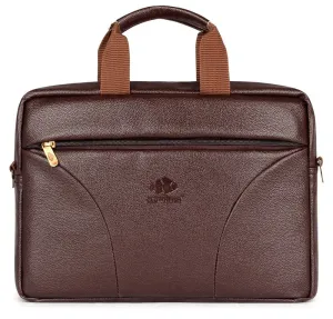 THE CLOWNFISH 14-inch Laptop Briefcase - Premium Leatherette | Slim Cushioned Sleeve | Chocolate