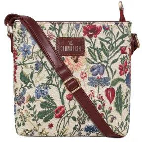THE CLOWNFISH Linda Series Sling for Women Casual Ladies Single Shoulder Bag For Women Crossbody Bag for College Girls (Dark Brown-Floral)