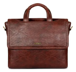 THE CLOWNFISH Signature Series Faux Leather Laptop Briefcase - Includes Padded Shoulder Strap | 15.6 inch | Coffee