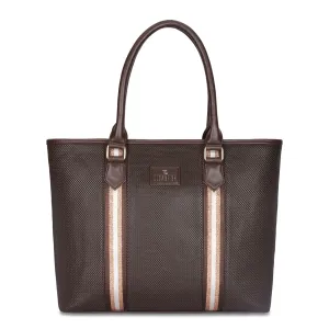 THE CLOWNFISH Sophitech Series Laptop Handbag | Faux Leather | 14 inch | Chocolate Brown