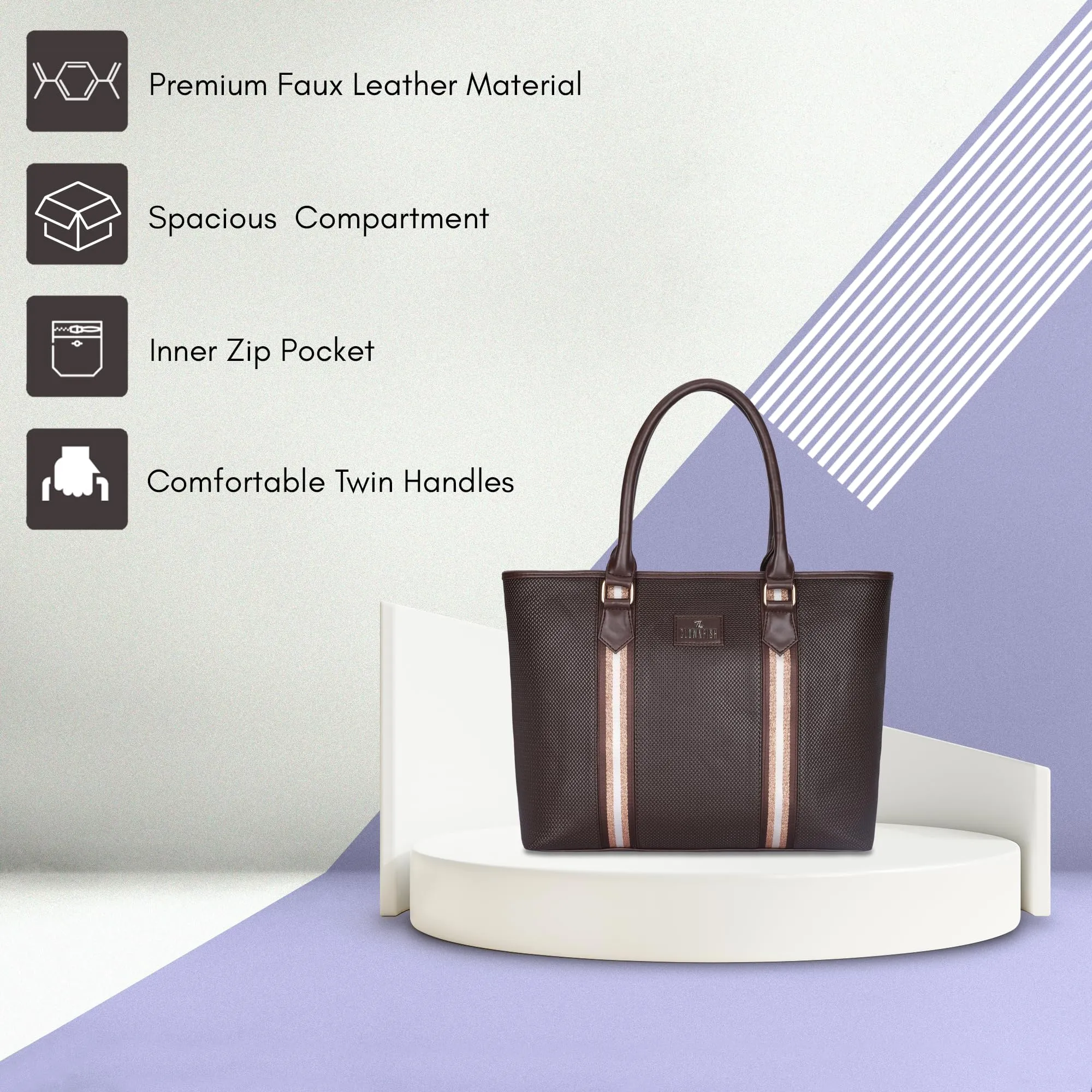 THE CLOWNFISH Sophitech Series Laptop Handbag | Faux Leather | 14 inch | Chocolate Brown