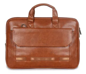 THE CLOWNFISH Triton Faux Leather Expandable 15.6 inch Laptop Tablet Messenger Bag (Dark Brown)