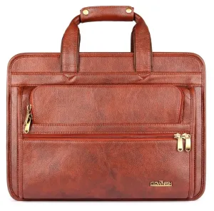The Clownfish Vegan Leather Briefcase - Stylish, Spacious | For 15.6" Laptops | 26L | Tan