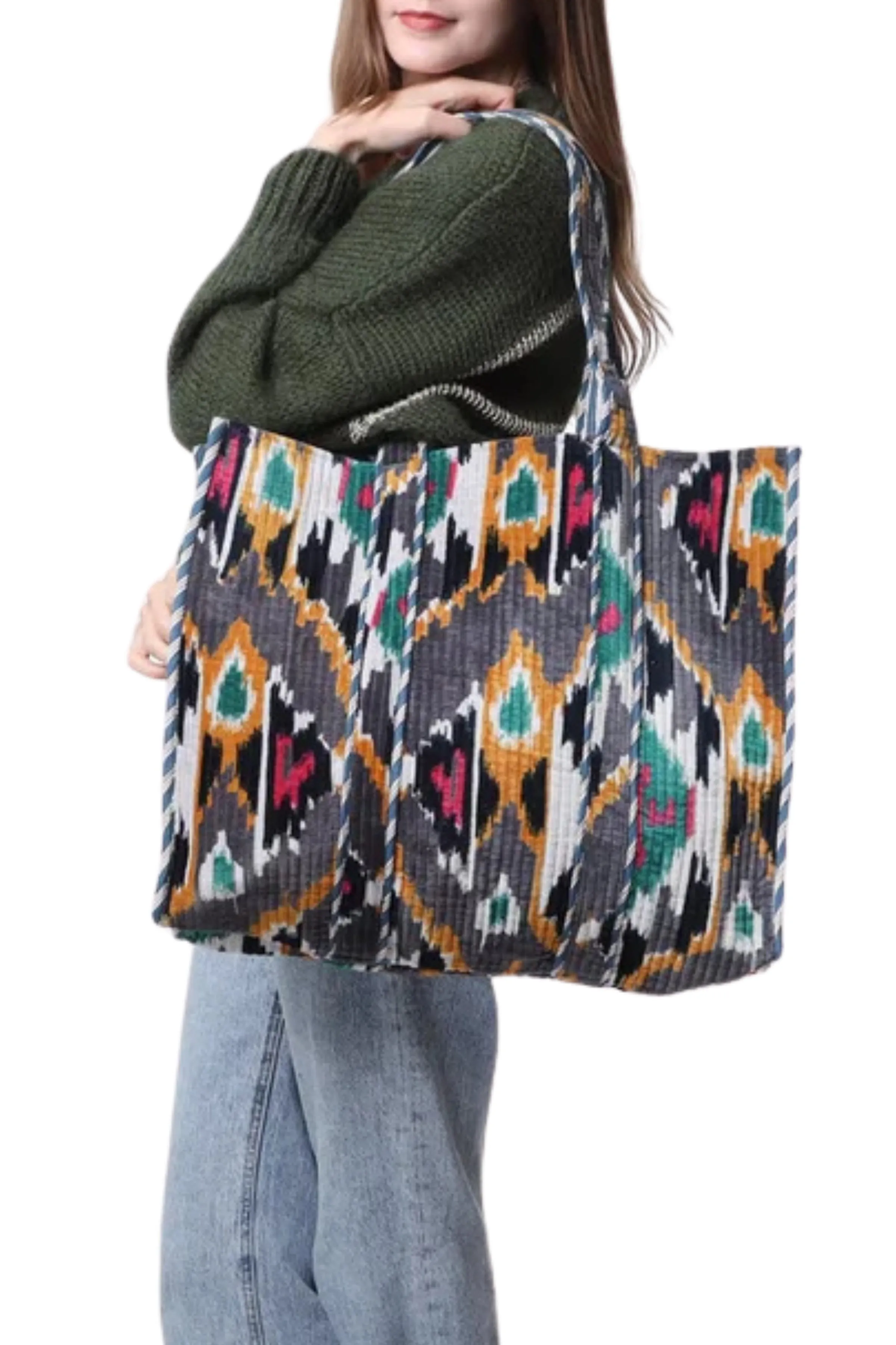 The Desert Mirage Reversible Velvet Tote Bag | Charcoal
