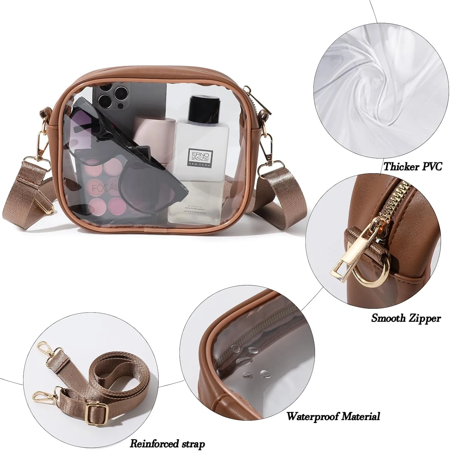 TOBVZOO Clear Bag Stadium Approved, Crossbody Transparent Bag for Concerts Sports Events, Purses for Men & Women