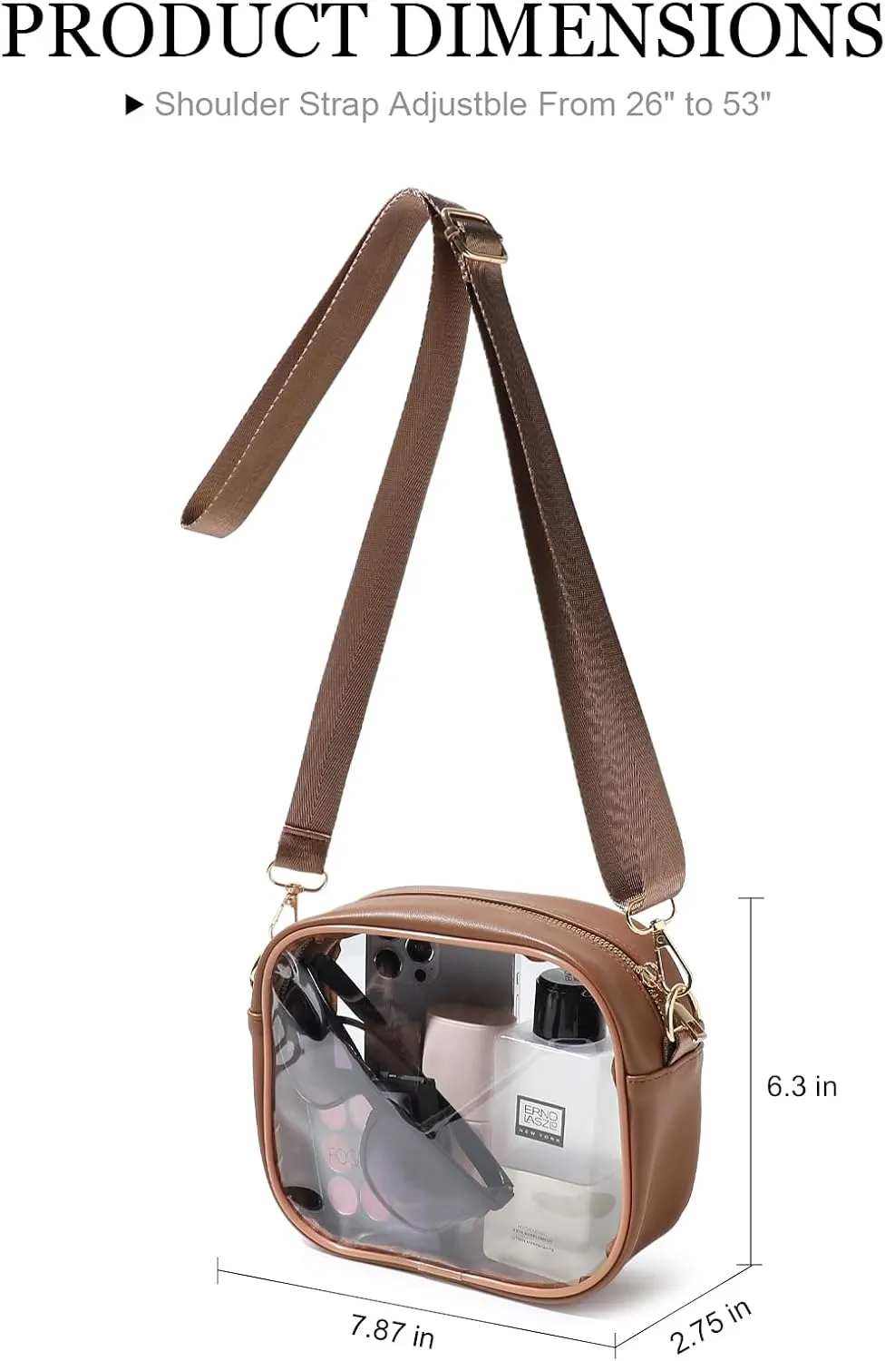TOBVZOO Clear Bag Stadium Approved, Crossbody Transparent Bag for Concerts Sports Events, Purses for Men & Women