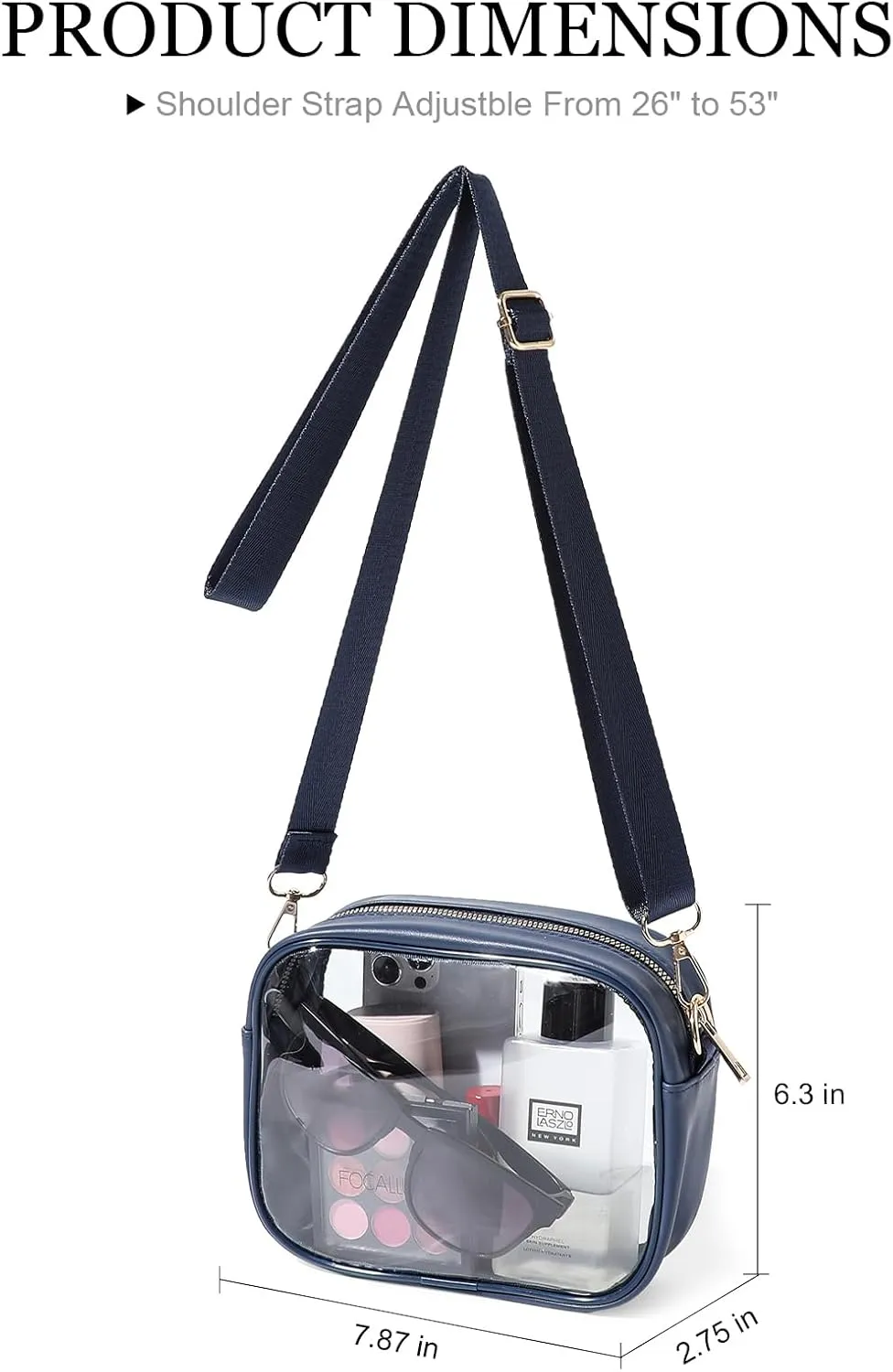 TOBVZOO Clear Bag Stadium Approved, Crossbody Transparent Bag for Concerts Sports Events, Purses for Men & Women