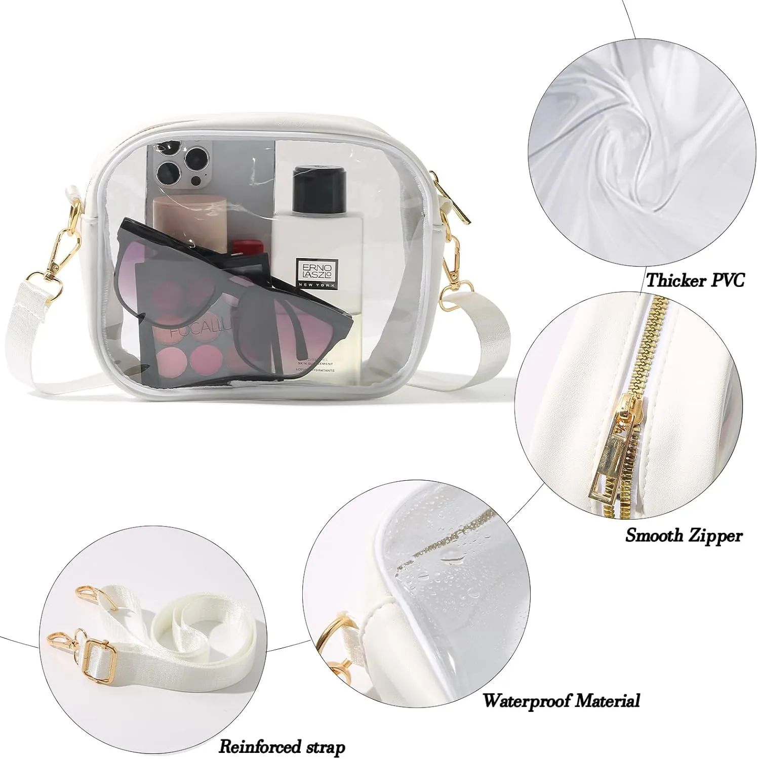 TOBVZOO Clear Bag Stadium Approved, Crossbody Transparent Bag for Concerts Sports Events, Purses for Men & Women