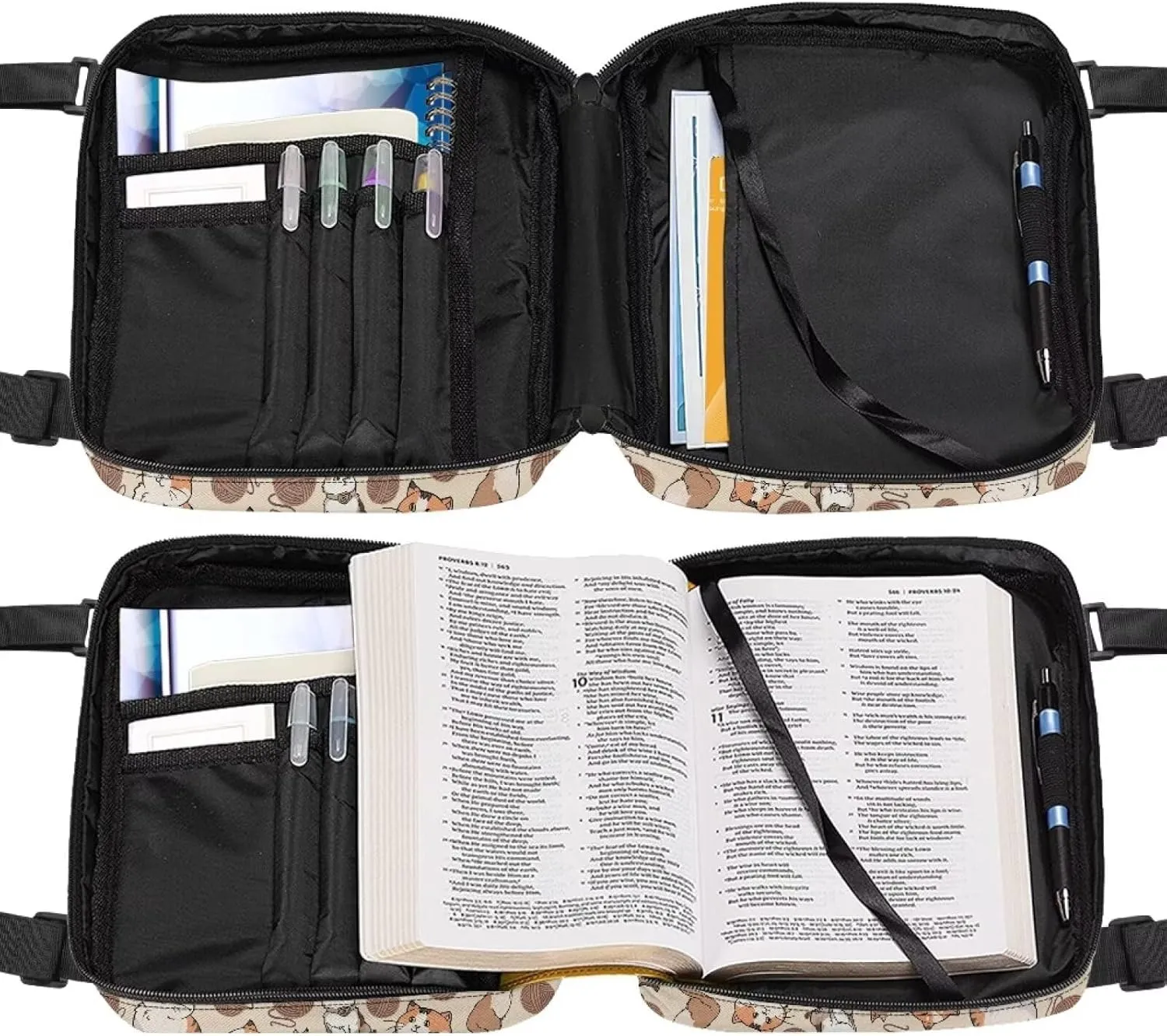 TODIYADDU Bible Covers for Women Men Large Size Bible Carrying Case for Church School Portable Bible Bag for Book Pens Gifts
