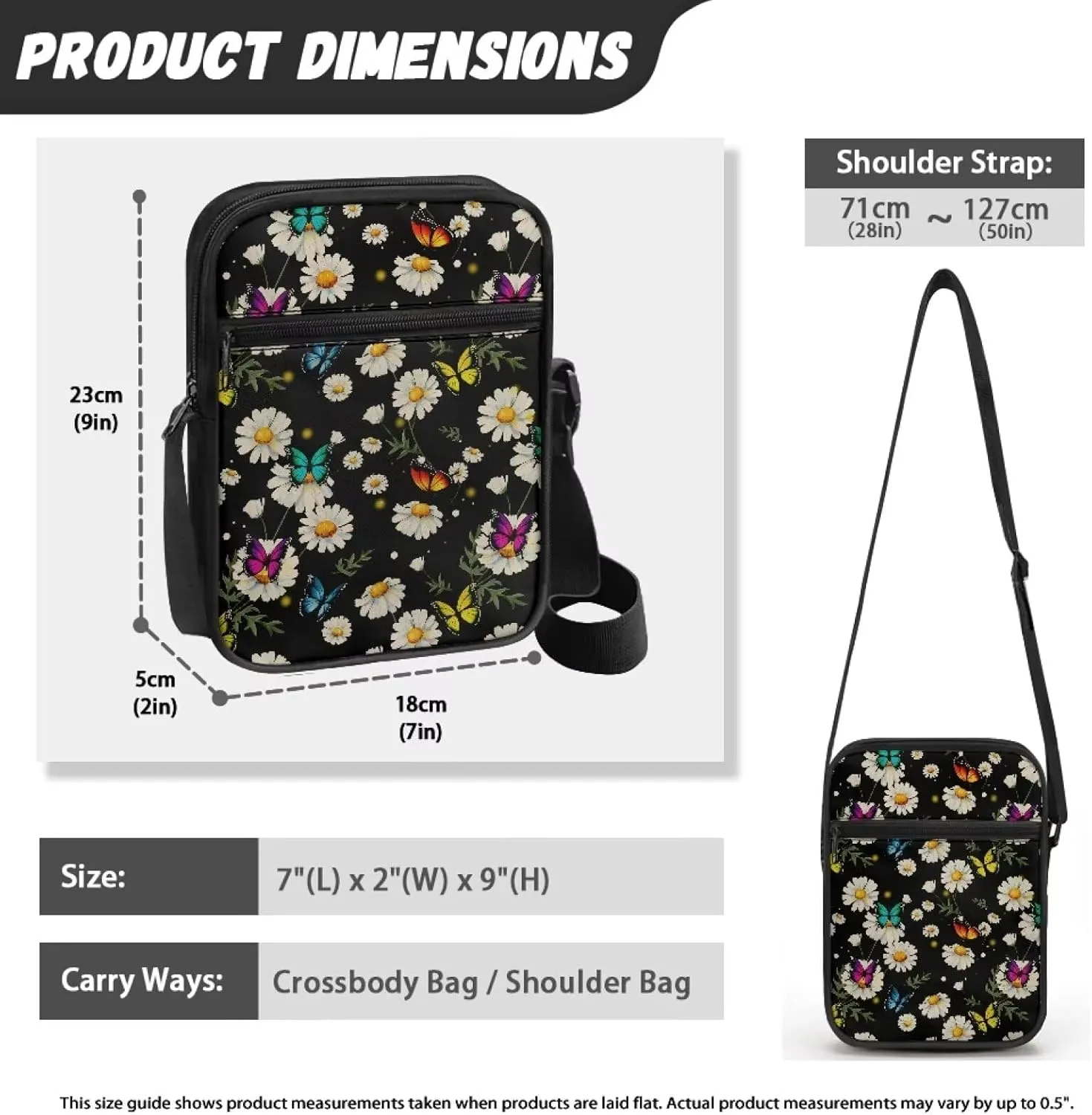 TODIYADDU Messenger Bag for Women Men Mini Shoulder Bag with Adjustable Straps Trendy Crossbody Sling Bag for Cell Phone Keys