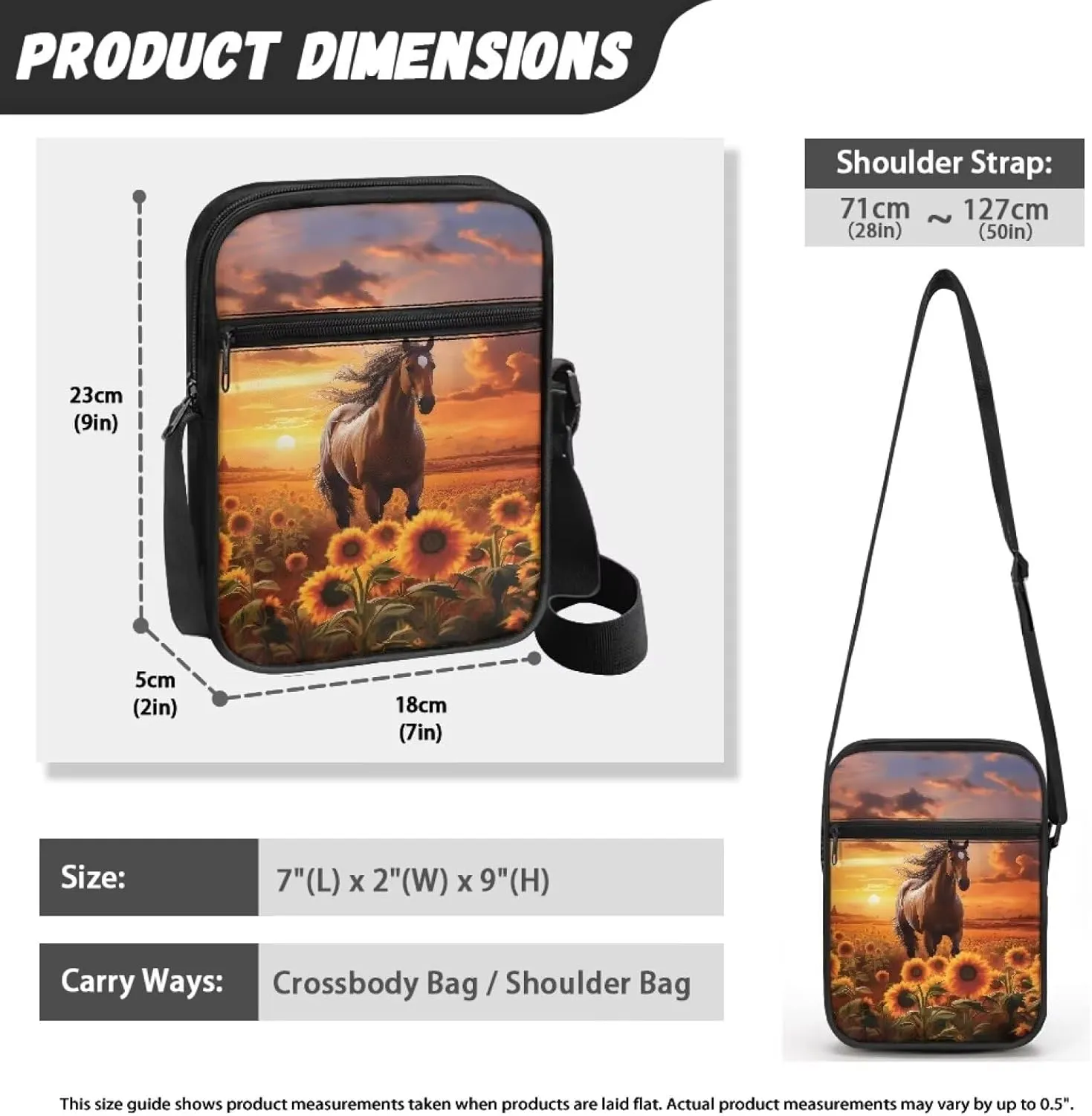 TODIYADDU Messenger Bag for Women Men Small Crossbody Purse with Adjustable Strap Travel Shoulder Bag Lightweight Handbags