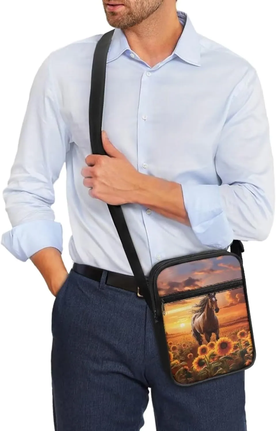 TODIYADDU Messenger Bag for Women Men Small Crossbody Purse with Adjustable Strap Travel Shoulder Bag Lightweight Handbags