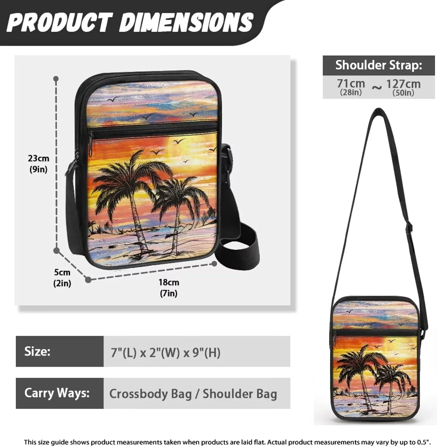 TODIYADDU Messenger Bag for Women Men Small Crossbody Purse with Adjustable Strap Travel Shoulder Bag Lightweight Handbags