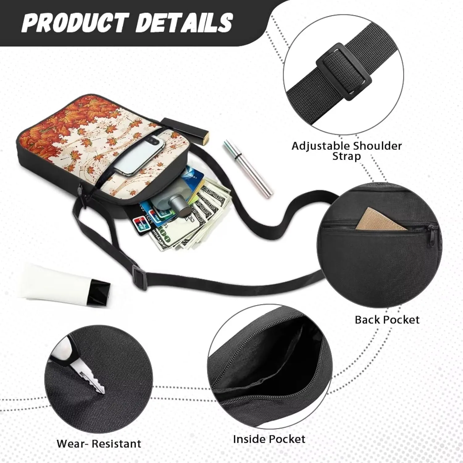 TODIYADDU Sling Bag for Women Men Crossbody Purse Trendy Messenger Bag Small Shoulder Bag Mini Phone Pouch Purse Nice Gifts
