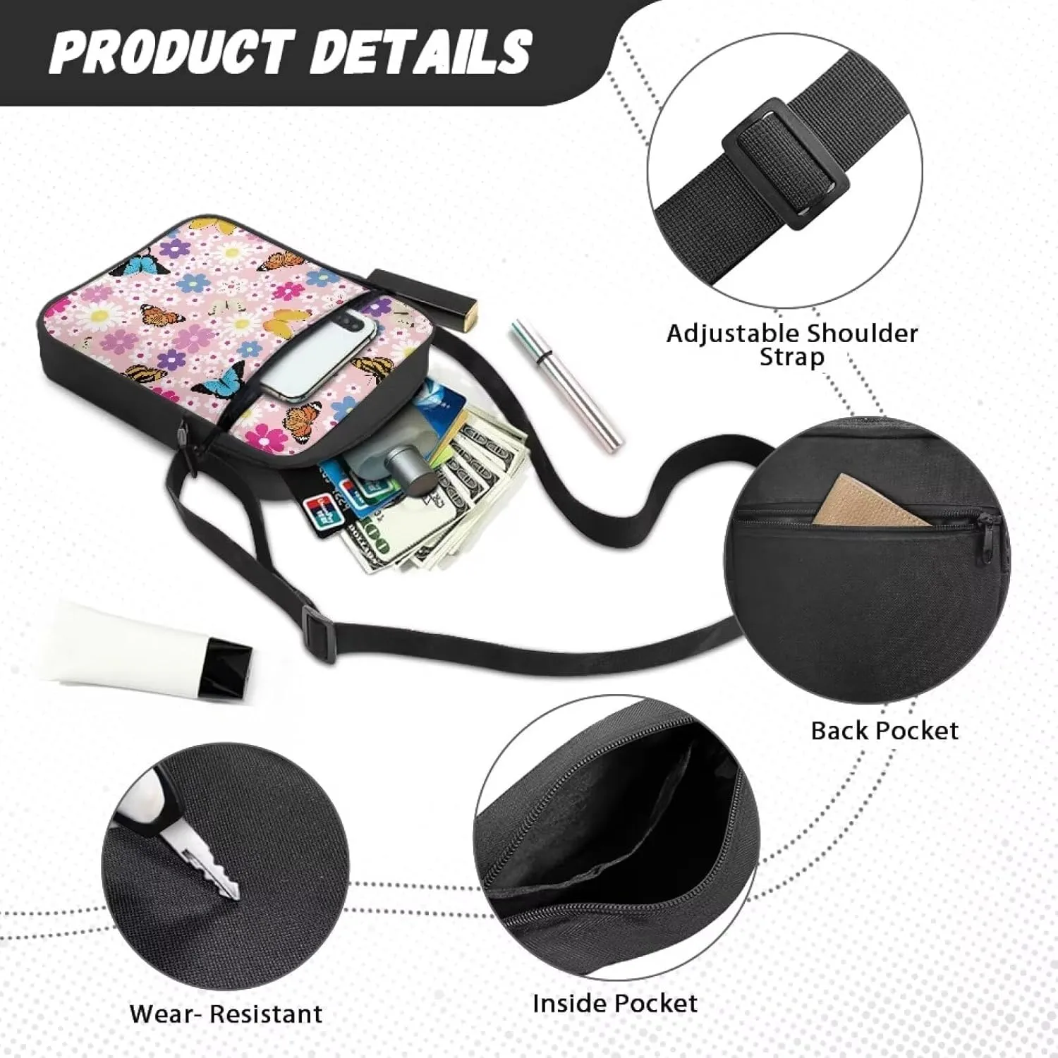 TODIYADDU Sling Bag for Women Men Crossbody Purse Trendy Messenger Bag Small Shoulder Bag Mini Phone Pouch Purse Nice Gifts