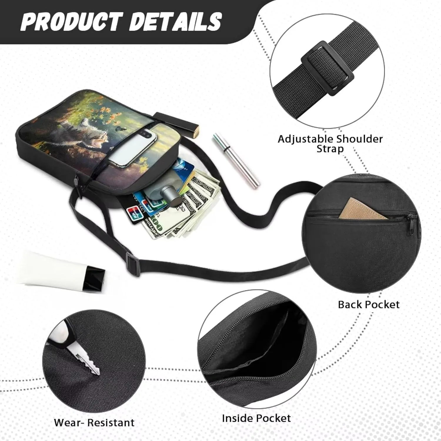 TODIYADDU Sling Bag for Women Men Crossbody Purse Trendy Messenger Bag Small Shoulder Bag Mini Phone Pouch Purse Nice Gifts