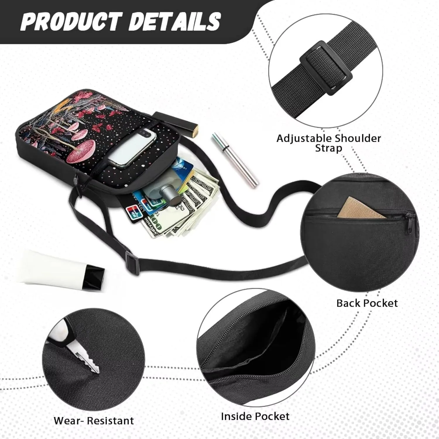 TODIYADDU Sling Bag for Women Men Crossbody Purse Trendy Messenger Bag Small Shoulder Bag Mini Phone Pouch Purse Nice Gifts
