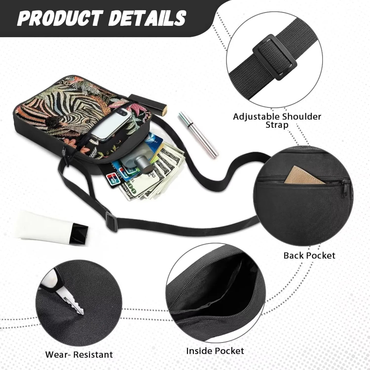 TODIYADDU Versatile Sling Bag Crossbody Phone Bag Women Shoulder Bag with Adjustable Strap Mini Messenger Bag for Cell Phone