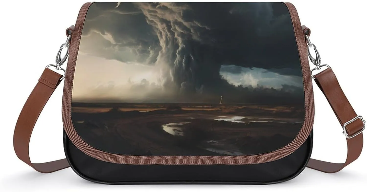 Tornado Sky Women's Crossbody Bag PU Leather Message Bag Shoulder Handbag Purse for Travel Office