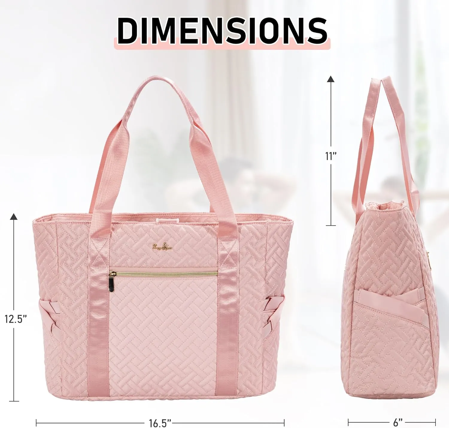 Tote Bag For Women, Checkered Zipper Laptop Shoulder Bag, Gym Tote Bag with Yoga Mat Bag, for Gym, Work, Travel, Shop