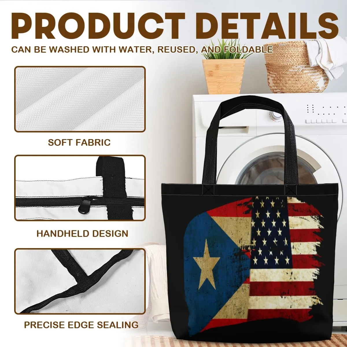 Tote Bag for Women Men Large Reusable Beach Shoulder Bags With Zipper for Gym Shopping Travel Gifts Yoga