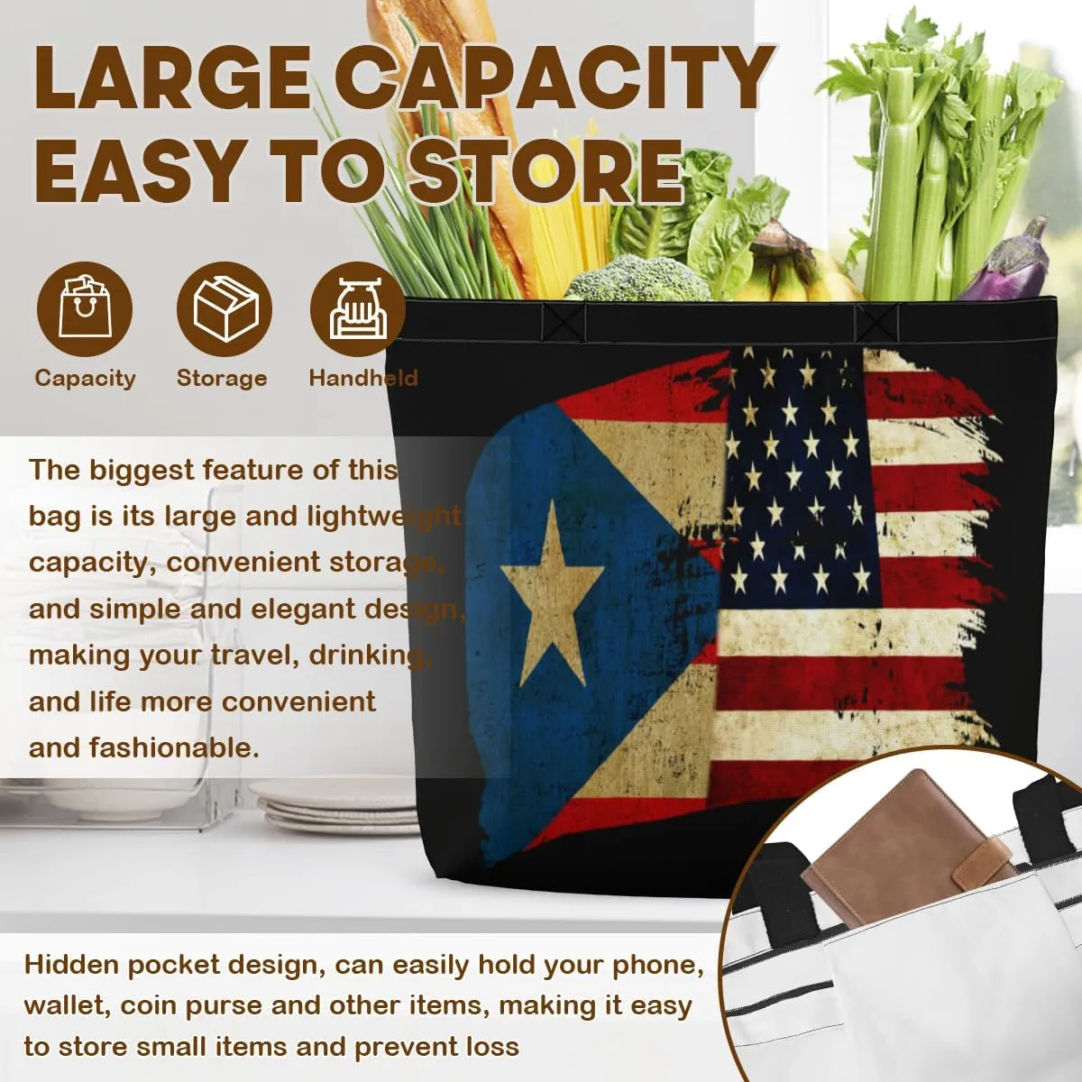Tote Bag for Women Men Large Reusable Beach Shoulder Bags With Zipper for Gym Shopping Travel Gifts Yoga