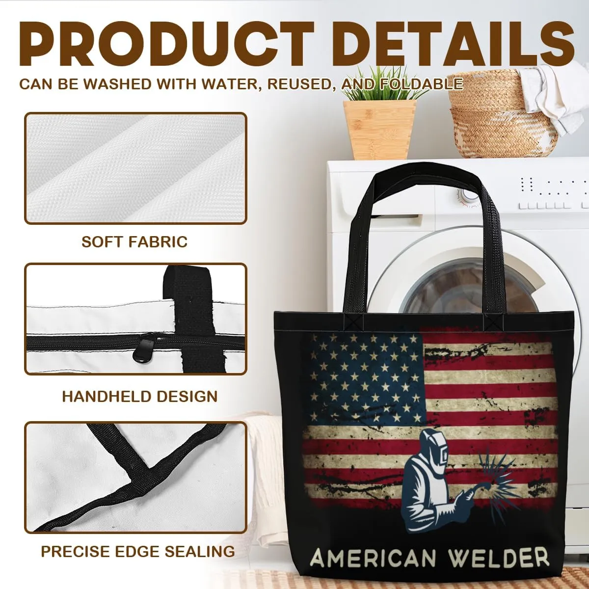 Tote Bag for Women Men Large Reusable Beach Shoulder Bags With Zipper for Gym Shopping Travel Gifts Yoga
