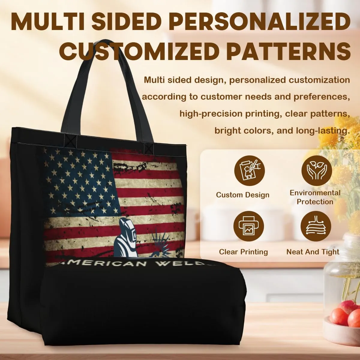 Tote Bag for Women Men Large Reusable Beach Shoulder Bags With Zipper for Gym Shopping Travel Gifts Yoga