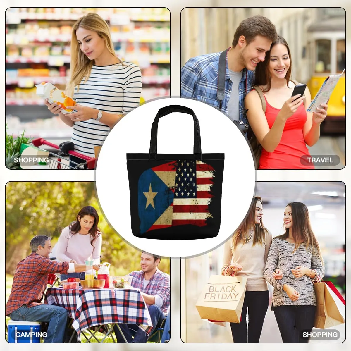Tote Bag for Women Men Large Reusable Beach Shoulder Bags With Zipper for Gym Shopping Travel Gifts Yoga