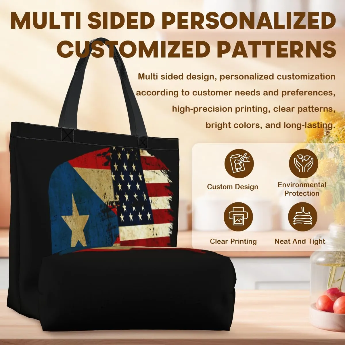 Tote Bag for Women Men Large Reusable Beach Shoulder Bags With Zipper for Gym Shopping Travel Gifts Yoga