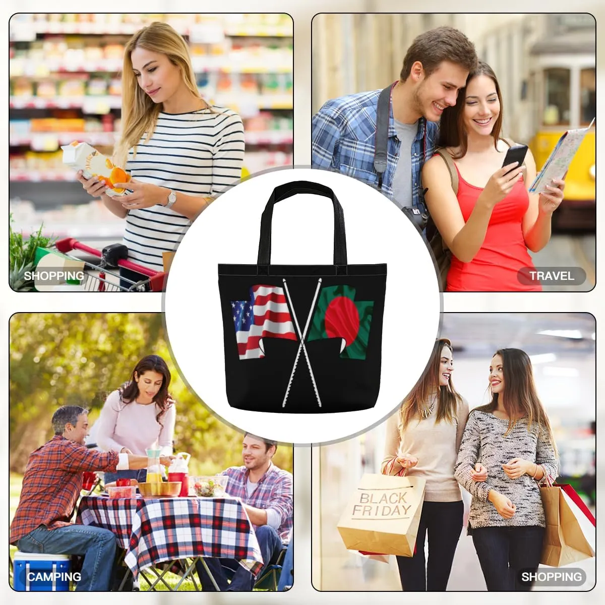 Tote Bag for Women Men Large Reusable Beach Shoulder Bags With Zipper for Gym Shopping Travel Gifts Yoga