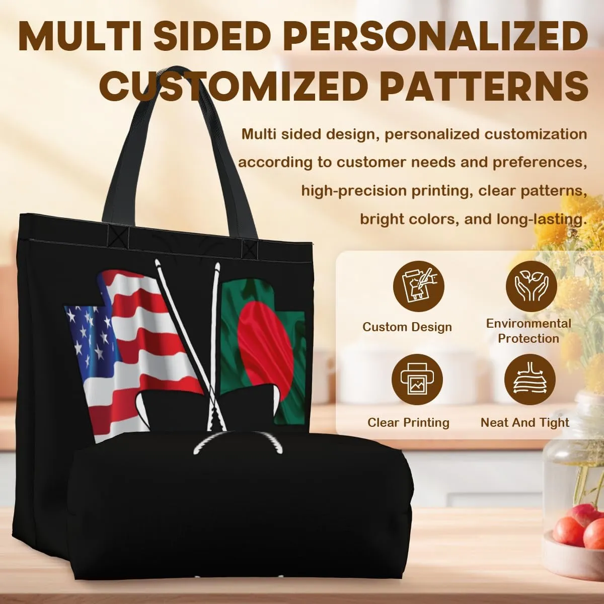 Tote Bag for Women Men Large Reusable Beach Shoulder Bags With Zipper for Gym Shopping Travel Gifts Yoga