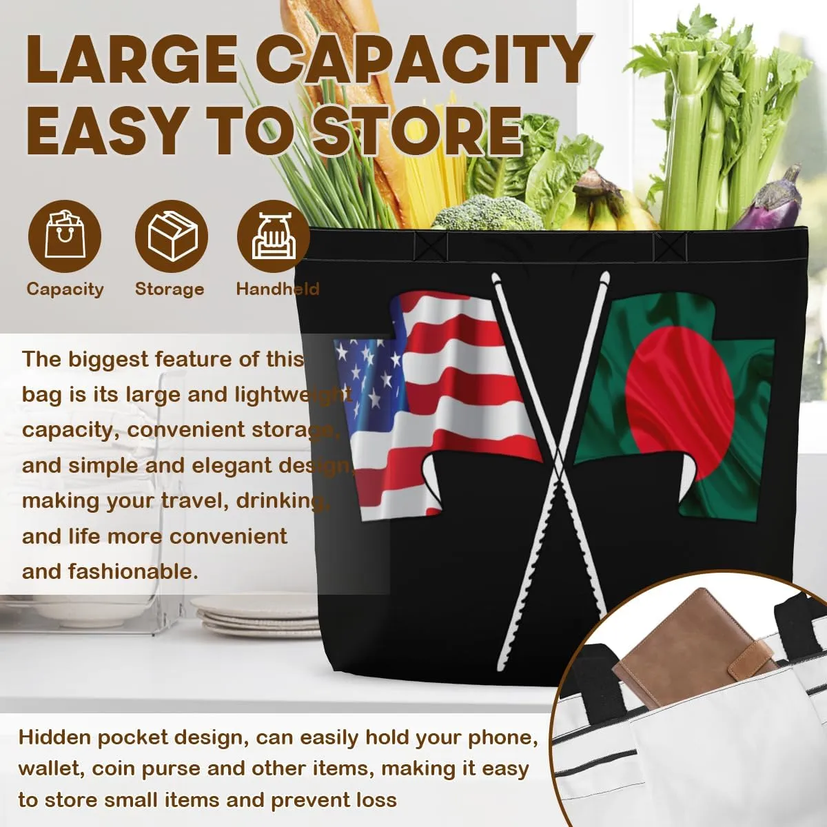 Tote Bag for Women Men Large Reusable Beach Shoulder Bags With Zipper for Gym Shopping Travel Gifts Yoga