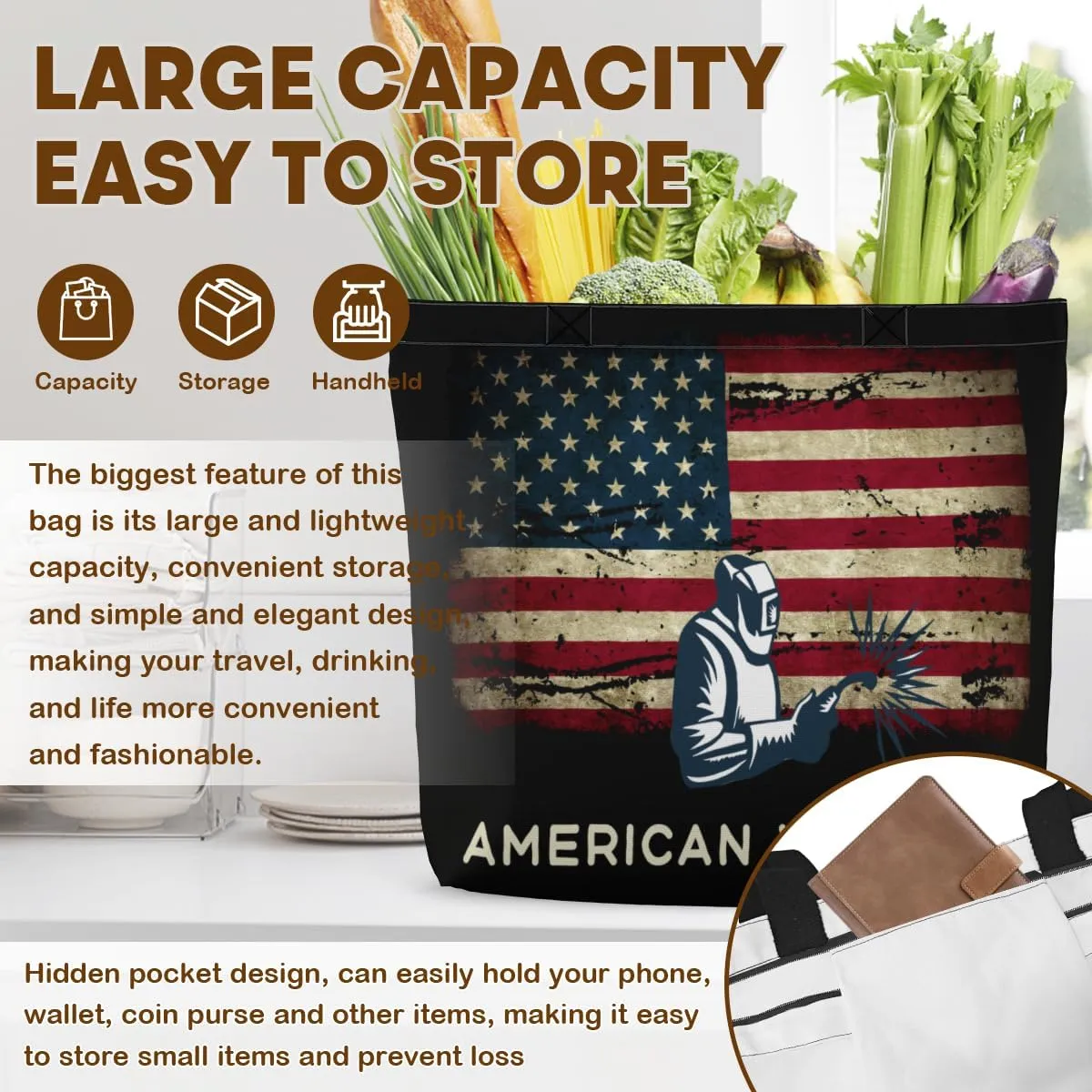 Tote Bag for Women Men Large Reusable Beach Shoulder Bags With Zipper for Gym Shopping Travel Gifts Yoga