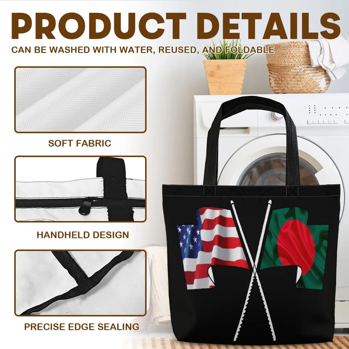 Tote Bag for Women Men Large Reusable Beach Shoulder Bags With Zipper for Gym Shopping Travel Gifts Yoga