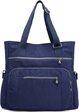 Tote Bag for Women, Waterproof Nylon Shoulder Bags, Multi Pockets Tote Purses, Large Capacity Travel Tote Bag