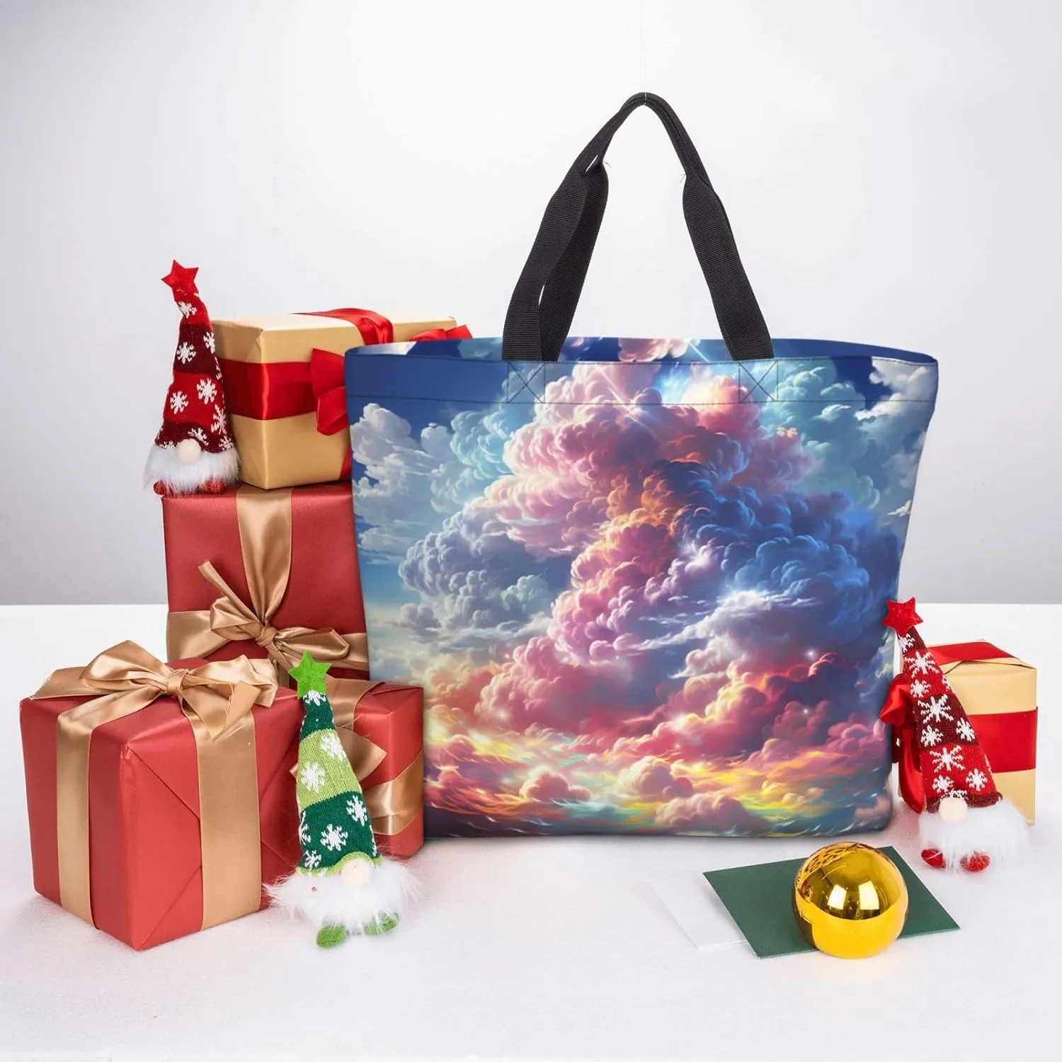 Tote Bag Large Capacity Grocery Bag With Zipper Cute Bunnys Shopping Bag Shoulder Bag for Women