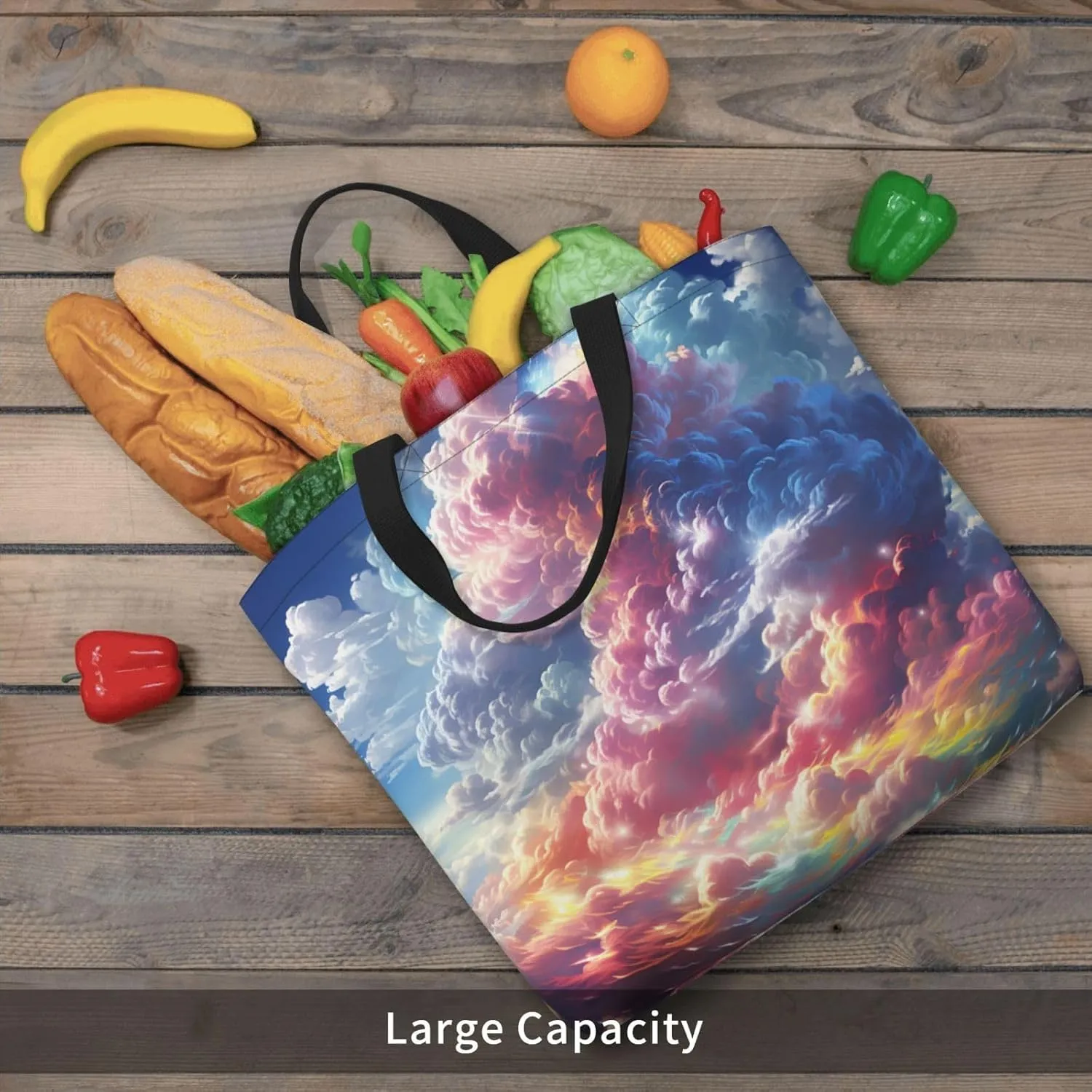 Tote Bag Large Capacity Grocery Bag With Zipper Cute Bunnys Shopping Bag Shoulder Bag for Women