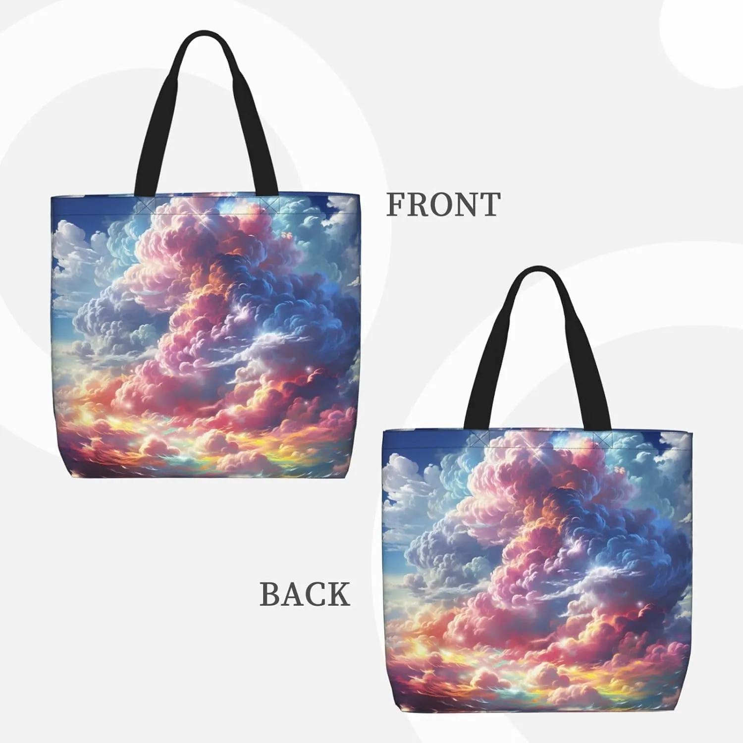 Tote Bag Large Capacity Grocery Bag With Zipper Cute Bunnys Shopping Bag Shoulder Bag for Women