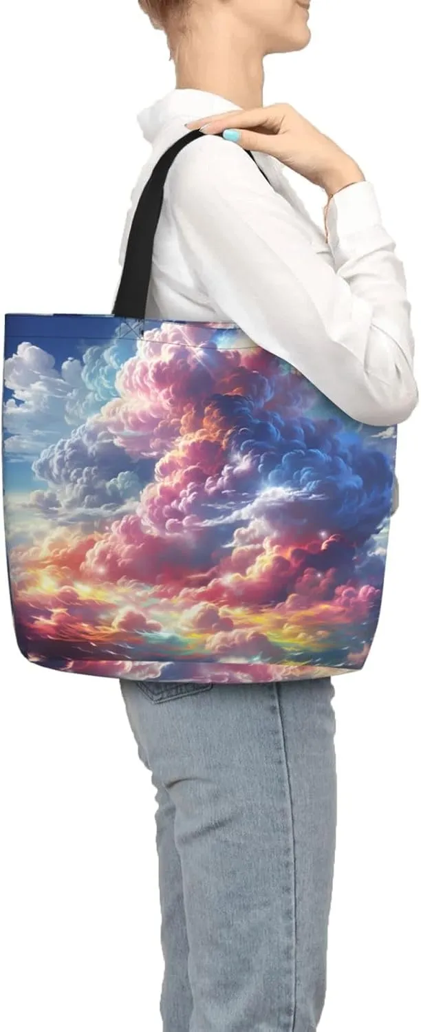 Tote Bag Large Capacity Grocery Bag With Zipper Cute Bunnys Shopping Bag Shoulder Bag for Women