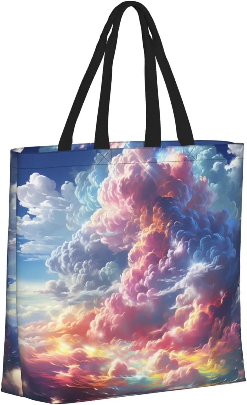 Tote Bag Large Capacity Grocery Bag With Zipper Cute Bunnys Shopping Bag Shoulder Bag for Women