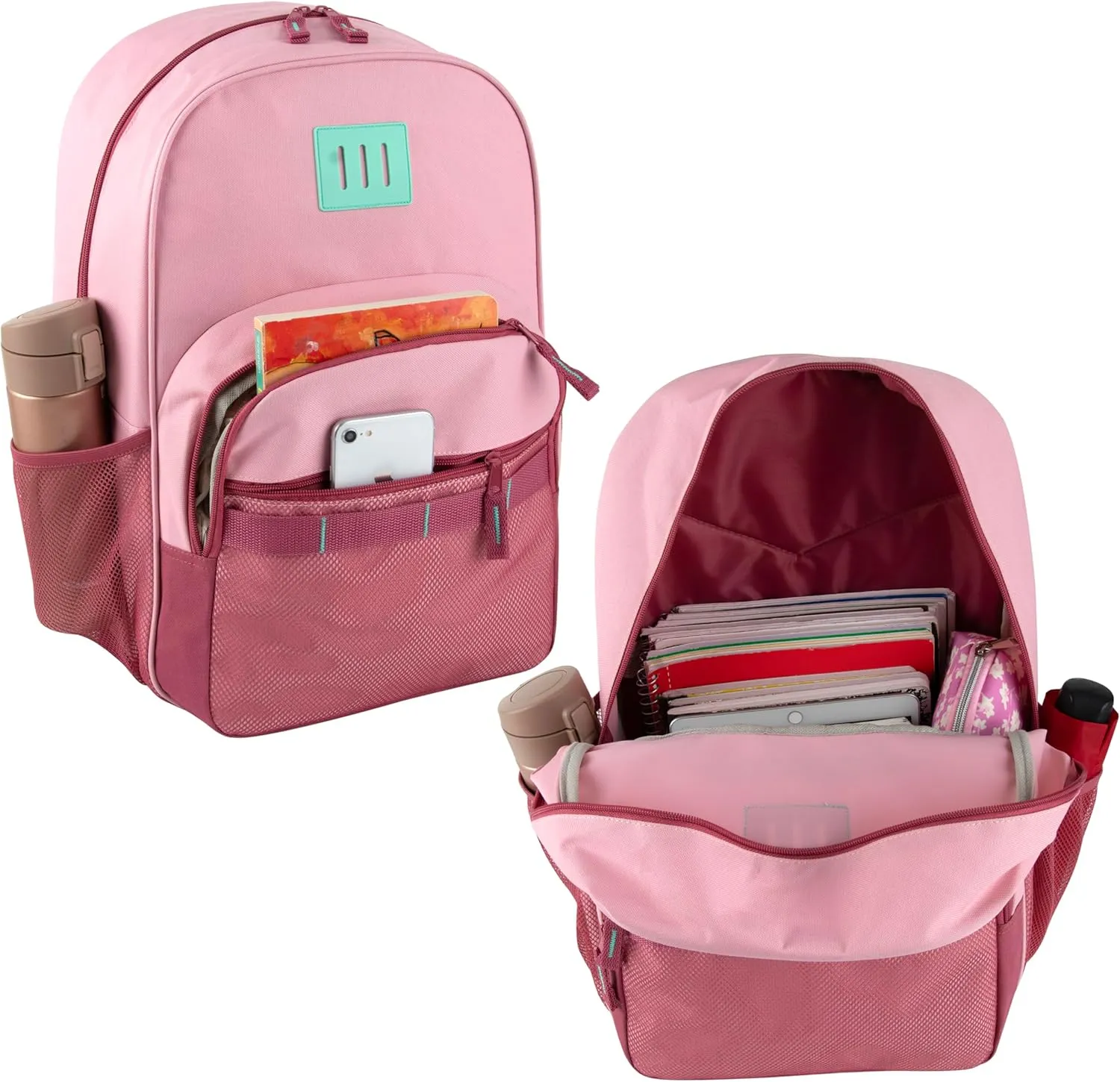 Trail maker 24 Pack Two Tone Backpacks in Bulk for Homeless Adults Nonprofit 18 Inch Backpacks Wholesale (Light Colors Pack)