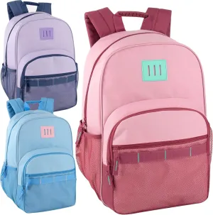 Trail maker 24 Pack Two Tone Backpacks in Bulk for Homeless Adults Nonprofit 18 Inch Backpacks Wholesale (Light Colors Pack)