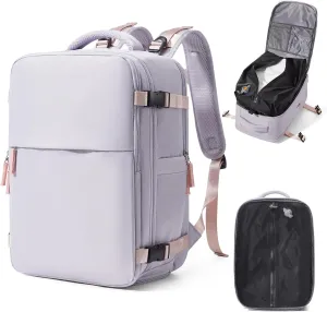 Travel Backpack Vacuum Compression,Vacuum Seal Backpack with Dry Wet Separated Pocket Shoe Compartment, 18.5x13x7.9IN Airback backpack, Laptop Backpacks,Hiking Bag (Light Purple)