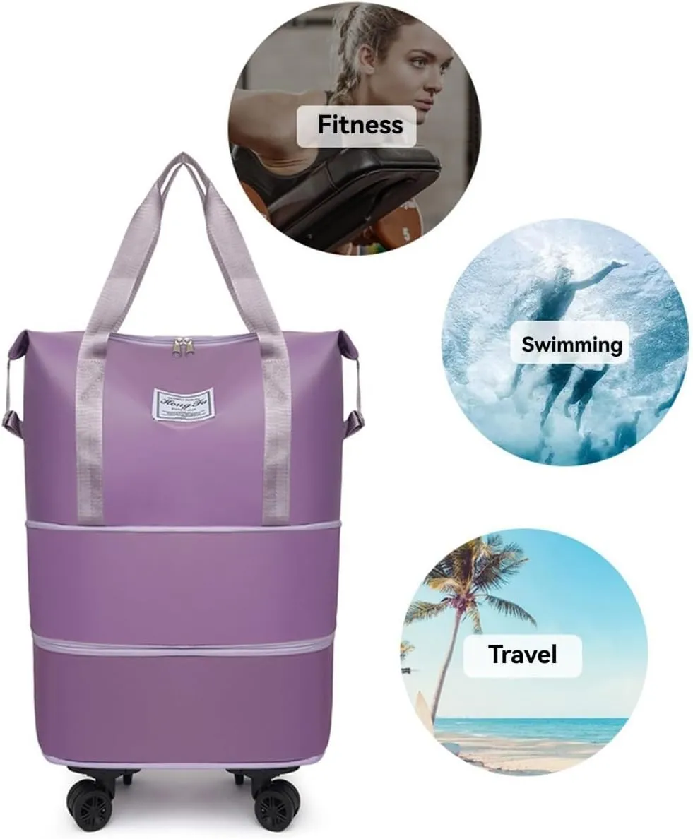 Travel Bag With Wheels, 2025 New Large Capacity Travel Bag - Universal Wheel Removable, Suitable For Business Trips And Travels, Can Be Carried By Hand, Shoulder, Or On Wheels (Blue)