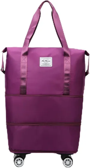 Travel Bag With Wheels, 2025 New Large Capacity Travel Bag - Universal Wheel Removable, Suitable For Business Trips And Travels, Can Be Carried By Hand, Shoulder, Or On Wheels (Deep Purple)
