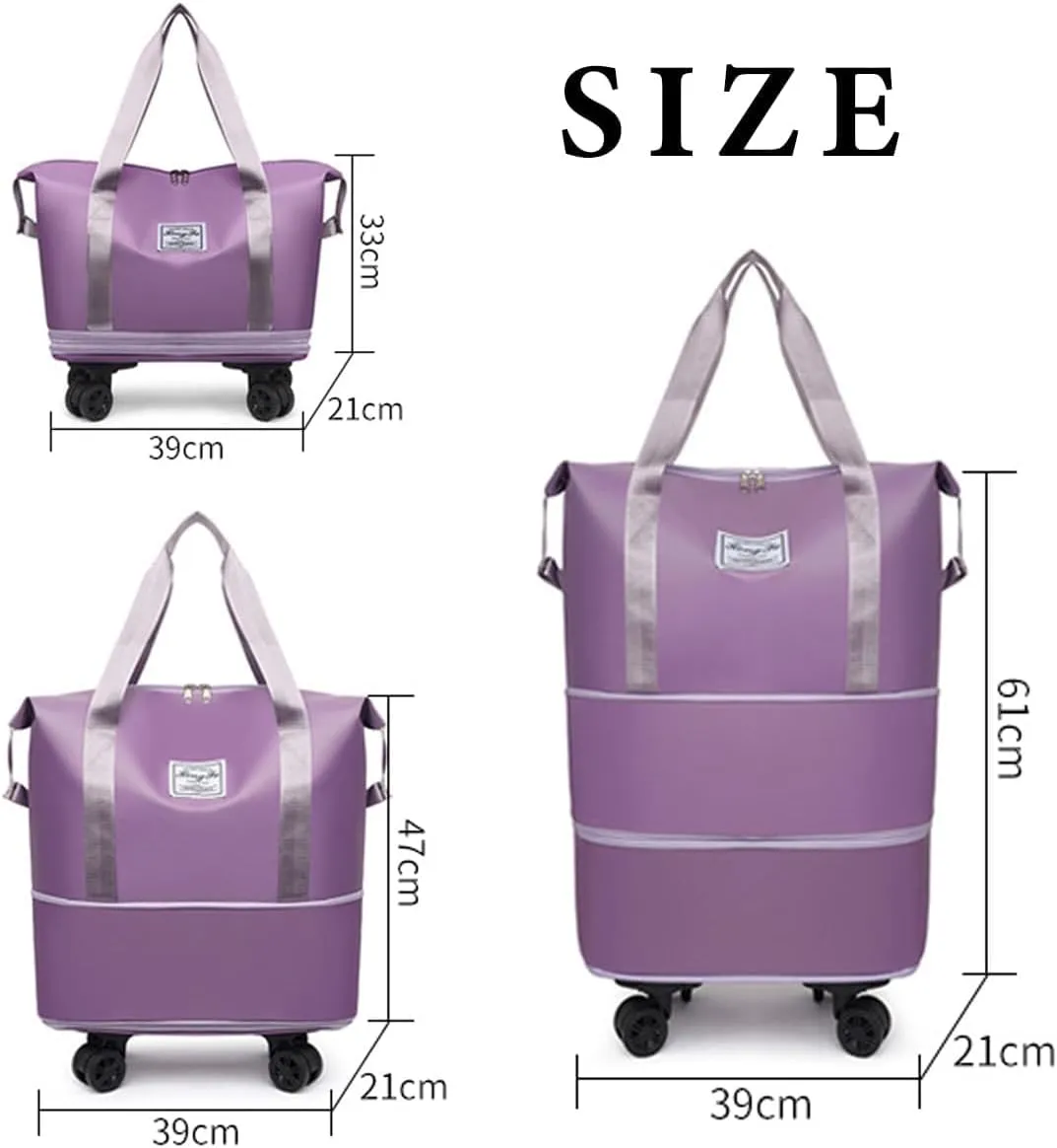 Travel Bag With Wheels, 2025 New Large Capacity Travel Bag - Universal Wheel Removable, Suitable For Business Trips And Travels, Can Be Carried By Hand, Shoulder, Or On Wheels (Deep Purple)