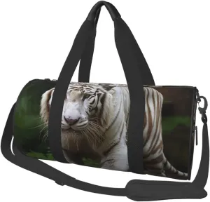 Travel Duffel Bag Foldable Weekender Overnight Bag Majestic White Bengal Tiger Sports Tote Gym Bags Large Capacity Lightweight Carry On Luggage Bags for Men Women