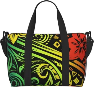 Travel Duffel Bag for Women Men Weekender Bags Sports Gym Bag Hawaiian tribal style Travel Bag Carry on Overnight Bag Waterproof Luggage Bag with Shoulder Strap
