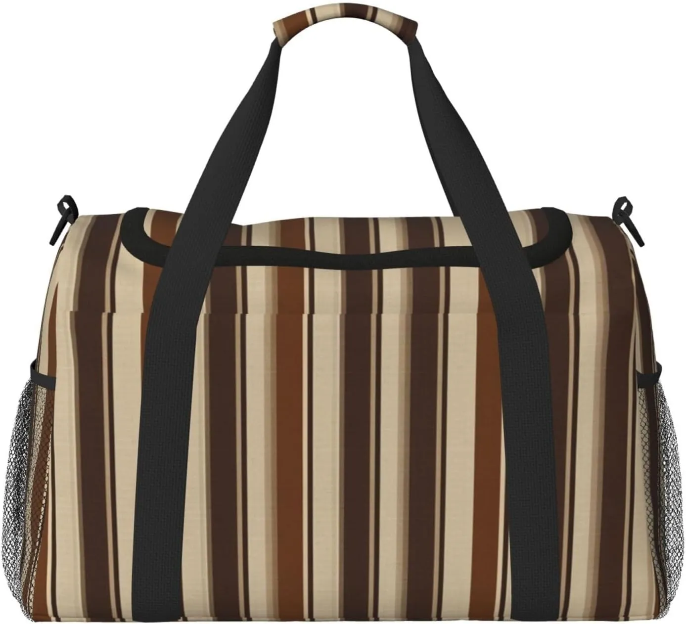 Travel Duffel Bag Lightweight Waterproof Carry On Tote Bag Foldable Weekender Overnight Bags Brown Stripe Sport Gym Bag For Women Men